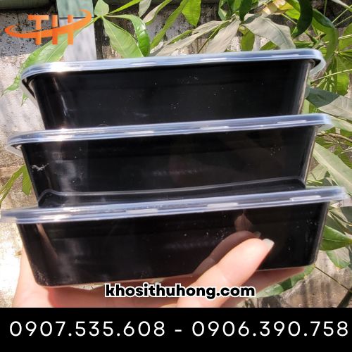 Hộp chữ nhật đen 500ml