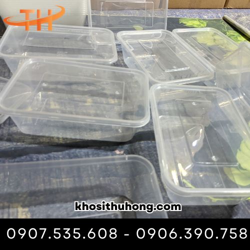 Hộp nhựa chữ nhật dung tích 750ml chịu nhiệt trong lò vi sóng