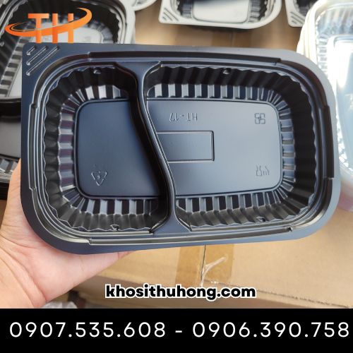 Hộp nhựa đế đen HT17 2 ngăn
