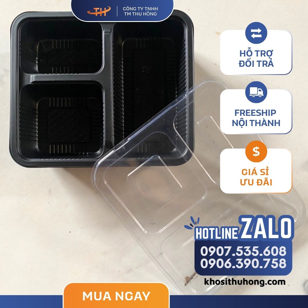 Hộp HT19 3 ngăn làm từ nhựa PP - an toàn sức khoẻ người tiêu dùng Hộp HT19 3 ngăn làm từ nhựa PP - an toàn sức khoẻ người tiêu dùng