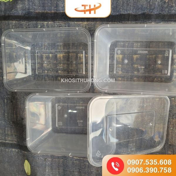 Hộp nhựa chữ nhật 1000ml gồm phần hộp và phần nắp Hộp nhựa chữ nhật 1000ml gồm phần hộp và phần nắp