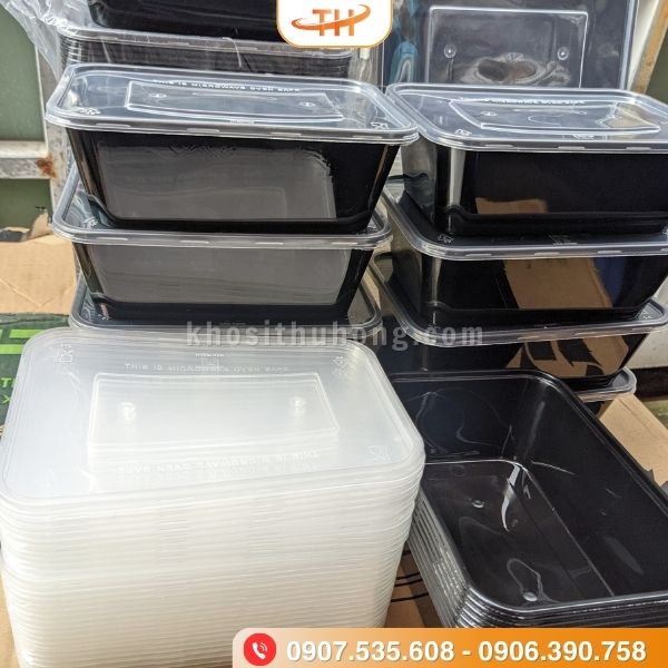 Hộp nhựa chữ nhật đế đen vệ sinh dễ dàng Hộp nhựa chữ nhật đế đen vệ sinh dễ dàng