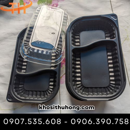 Hộp nhựa đế đen HT17 2 ngăn