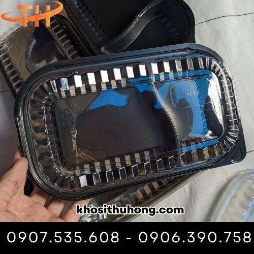 Hộp nhựa đế đen 2 ngăn