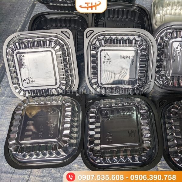 Hộp nhựa đế đen dùng 1 lần tiện lợi Hộp nhựa đế đen dùng 1 lần tiện lợi