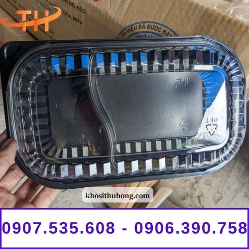 Hộp nhựa đen 2 ngăn