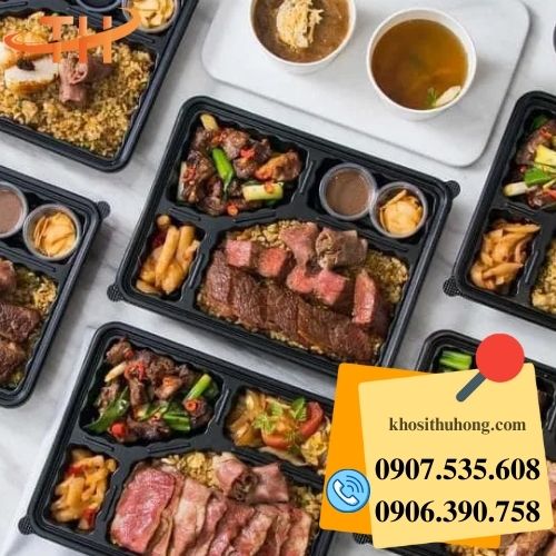 Hộp nhựa đen dùng 1 lần