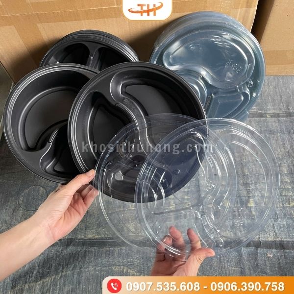 Hộp nhựa đen 3 ngăn với chất liệu nhựa an toàn sức khoẻ Hộp nhựa đen 3 ngăn với chất liệu nhựa an toàn sức khoẻ