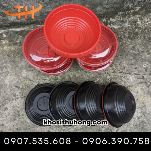 Tô nhựa đỏ đen 850ml