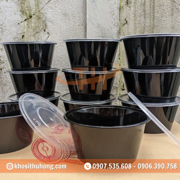 Hộp nhựa tròn PP đen có nắp chất lượng cao tại Thu Hồng Hộp nhựa tròn PP đen có nắp chất lượng cao tại Thu Hồng
