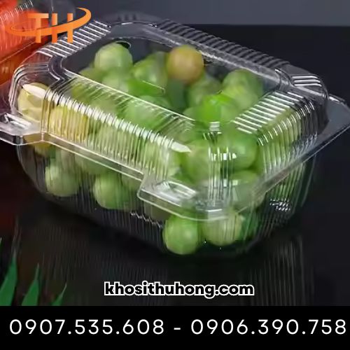 Hộp nhựa trong đựng nho xanh