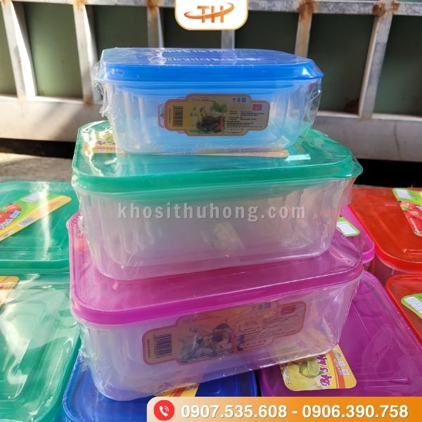 Hộp thực phẩm chữ nhật nắp màu đủ kích thước Hộp thực phẩm chữ nhật nắp màu đủ kích thước