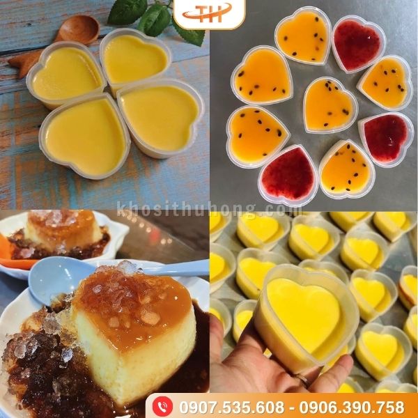 Hũ bánh flan trái tim cho món bánh hấp dẫn hơn Hũ bánh flan trái tim cho món bánh hấp dẫn hơn
