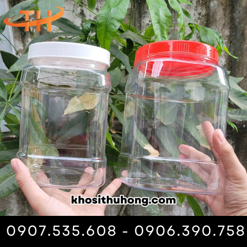 Hũ nhựa nắp trắng, nắp đỏ