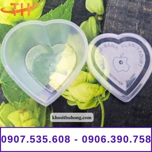 hũ nhựa đựng bánh flan hình trái tim