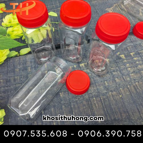 Hũ nhựa nắp đỏ