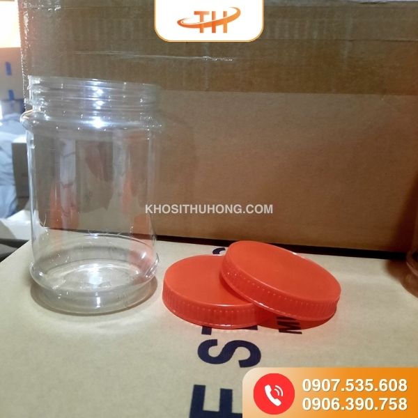 Hũ PET tròn nắp đỏ 450ml với chất liệu nhựa cứng cáp Hũ PET tròn nắp đỏ 450ml với chất liệu nhựa cứng cáp