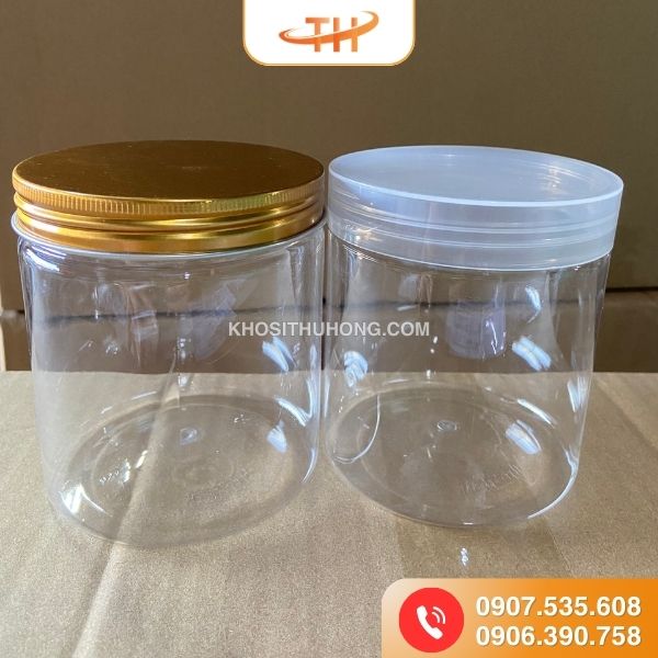 Hũ nhựa PET nắp nhôm và nắp nhựa 600ml Hũ nhựa PET nắp nhôm và nắp nhựa 600ml
