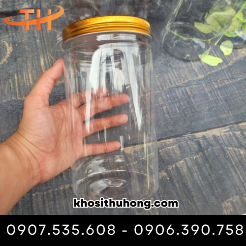 Hũ nhựa pet nắp nhôm vàng đựng hạt khô