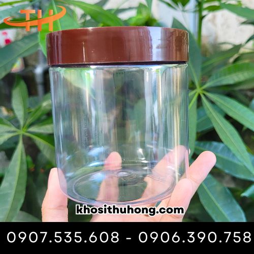 Hũ nhựa nắp nâu đựng thực phẩm