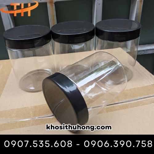 Hũ nhựa pet nắp nhựa màu đen