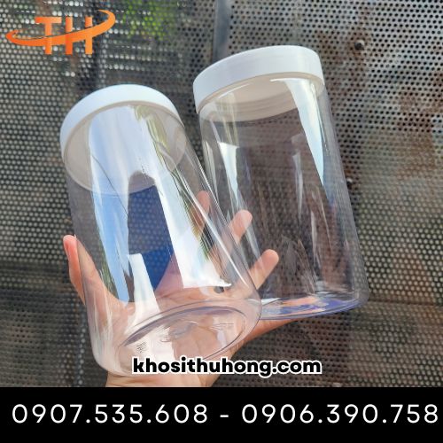 Hũ nhựa pet 1200ml nắp nhựa trắng sữa