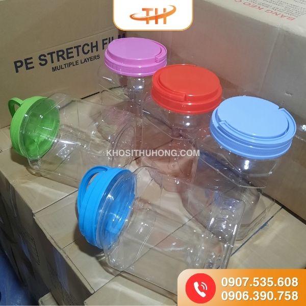 Hũ nhựa vuông 5kg quai nắp giá sỉ siêu rẻ Hũ nhựa vuông 5kg quai nắp giá sỉ siêu rẻ