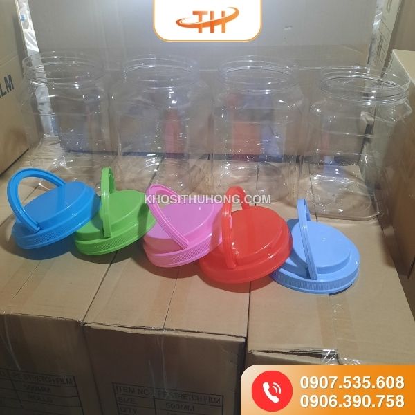 Hũ nhựa vuông 5kg quai nắp tiện lợi Hũ nhựa vuông 5kg quai nắp tiện lợi