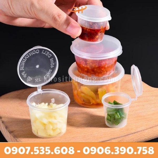 Hộp nước sốt nắp liền nhựa PP chất lượng cao Hộp nước sốt nắp liền nhựa PP chất lượng cao