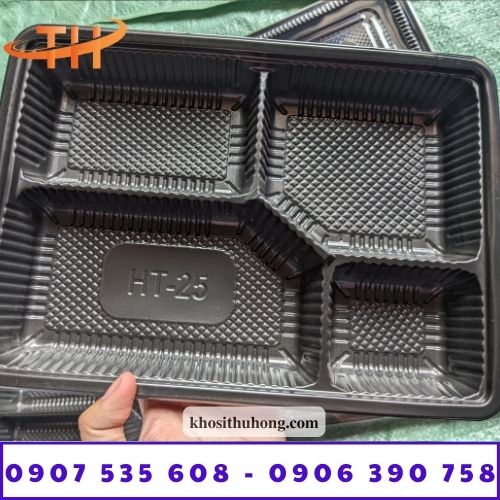 Khay nhựa đen đựng thực phẩm