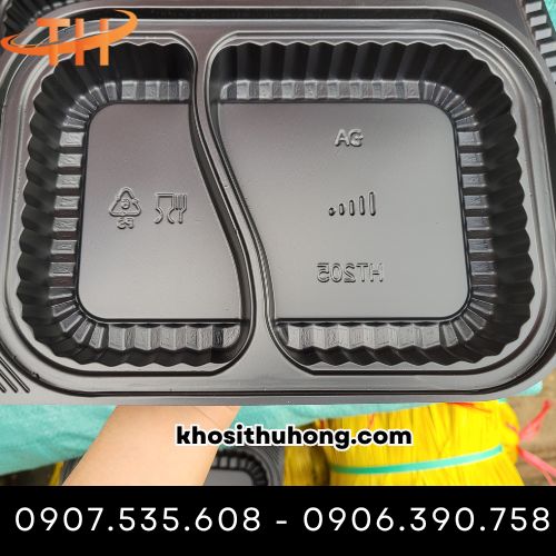 Hộp nhựa đen 2 ngăn