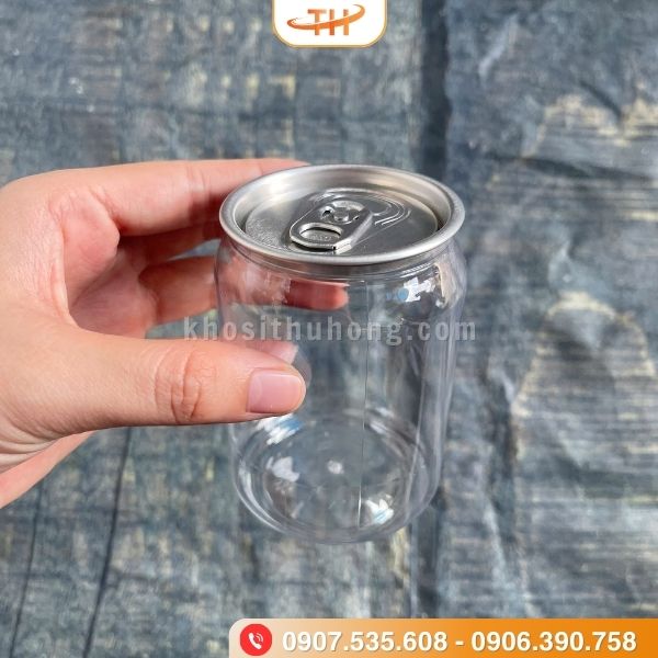 Lon nhựa PET viền vành HM 250ml trong suốt, dễ dàng thấy bên trong Lon nhựa PET viền vành HM 250ml trong suốt, dễ dàng thấy bên trong