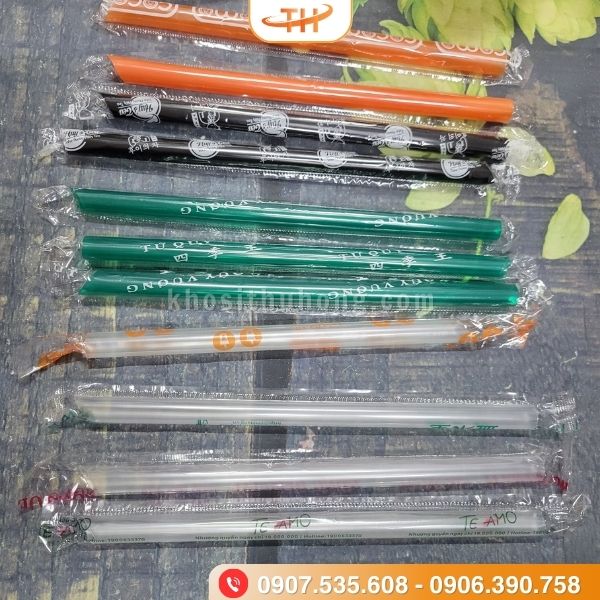 Ống hút có màng bọc in logo theo yêu cầu Ống hút có màng bọc in logo theo yêu cầu