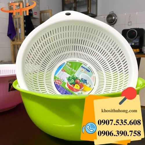 Thau rổ nhựa màu xanh lá