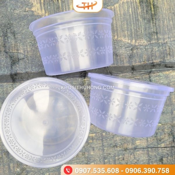 Thố nhựa tròn 500ml hình hoa Thố nhựa tròn 500ml hình hoa