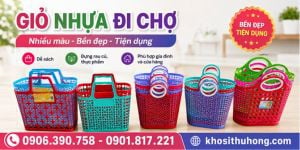 Giỏ nhựa đi chợ giá sỉ bền đẹp đựng rau củ thực phẩm dành cho nội trợ