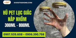 Mẫu hũ PET lục giác nắp nhôm 300ml, 800ml giá sỉ rẻ