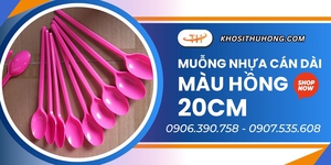 Ở đâu bán sỉ muỗng nhựa cán dài 20cm màu hồng dùng một lần giá rẻ? 