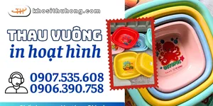 Mua sỉ thau nhựa vuông in hoạt hình an toàn cho bé