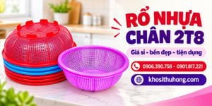 Rổ nhựa có chân đế 2T8 giá sỉ – Thoát nước nhanh, tiện ích cho mọi gian bếp