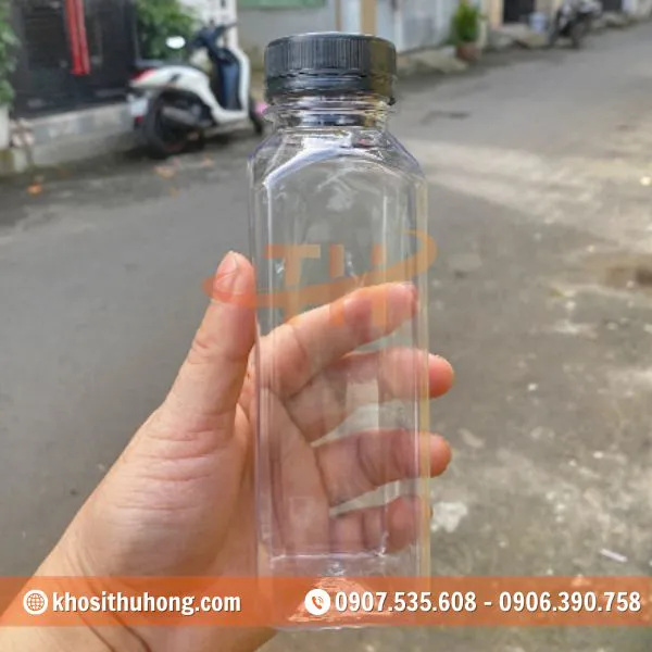 Chai Nhựa Vuông 330ml Miệng Rộng