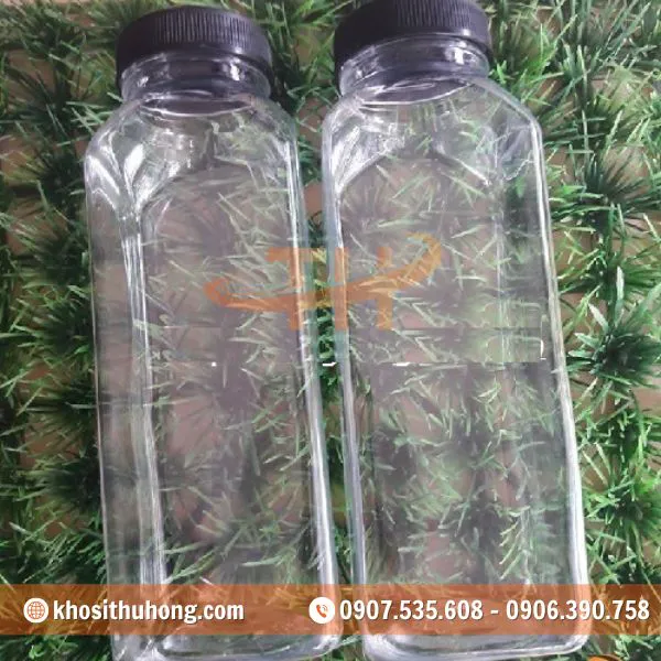 Chai Nhựa Vuông 330ml Miệng Rộng
