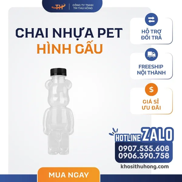 Chai Nhựa PET Hình Gấu - 500ml, 850ml