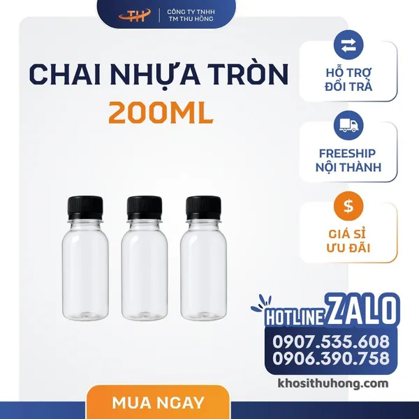 Chai Nhựa Tròn 200ml