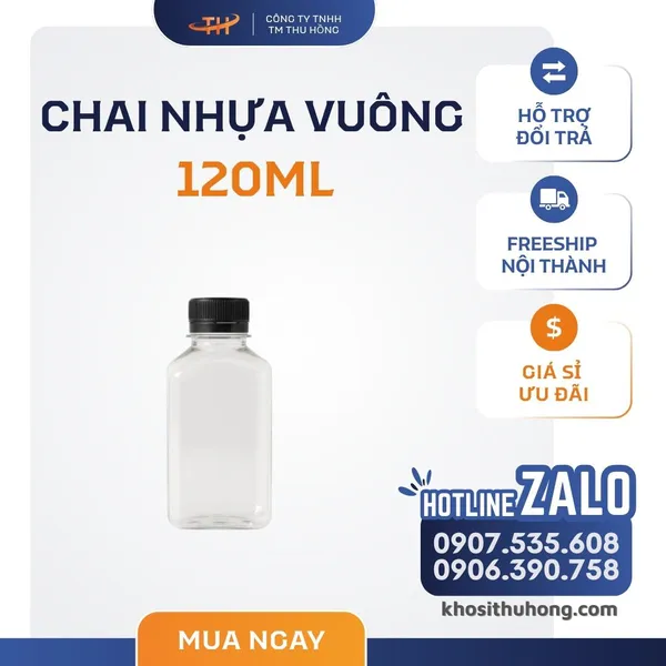 Chai Nhựa Vuông 120ml