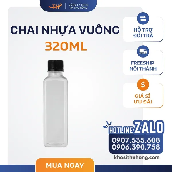 Chai Nhựa Vuông 320ml