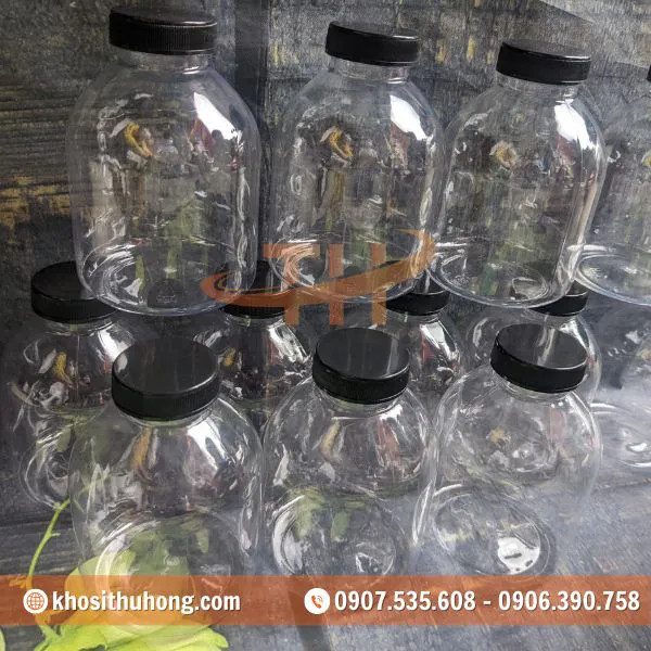 Chai Nhựa Tròn Lùn 400ml Miệng Rộng