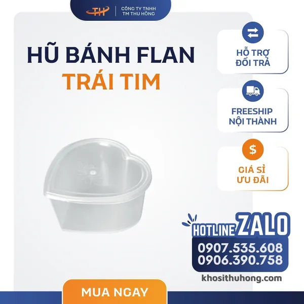 Hũ Nhựa PP Đựng Bánh Flan Trái Tim