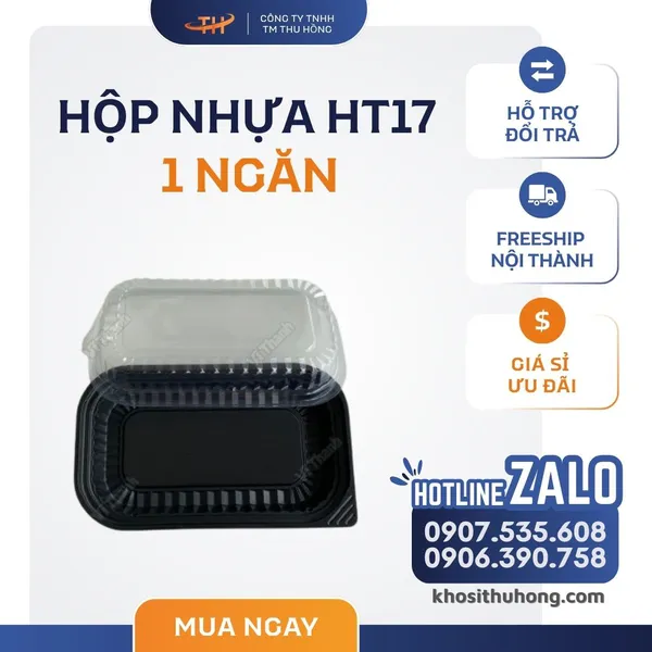 Hộp Nhựa Đế Đen HT17 1 ngăn