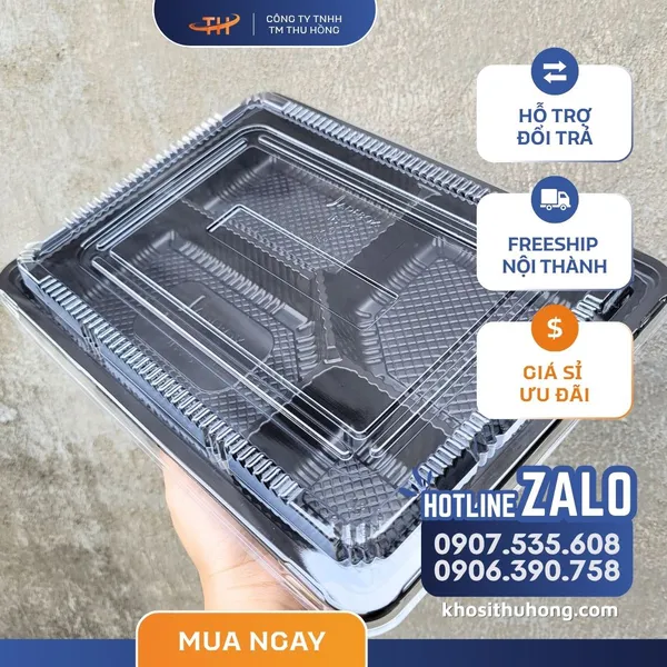 Hộp Nhựa Đế Đen HT25 4 Ngăn